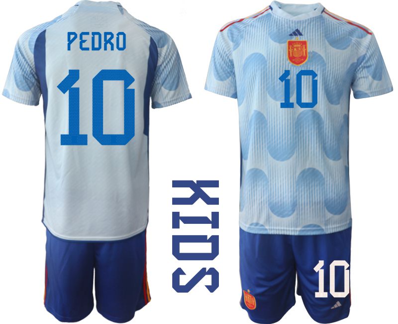 Youth 2022 World Cup National Team Spain away blue 17 Soccer JerseyYouth 2022 World Cup National Team Spain away blue 10 Soccer Jersey